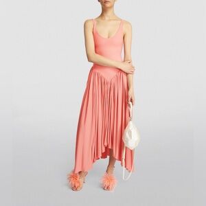 Khaite Lynn Pleated Ballet Drop Waist Asymmetrical Dress XS 0 2